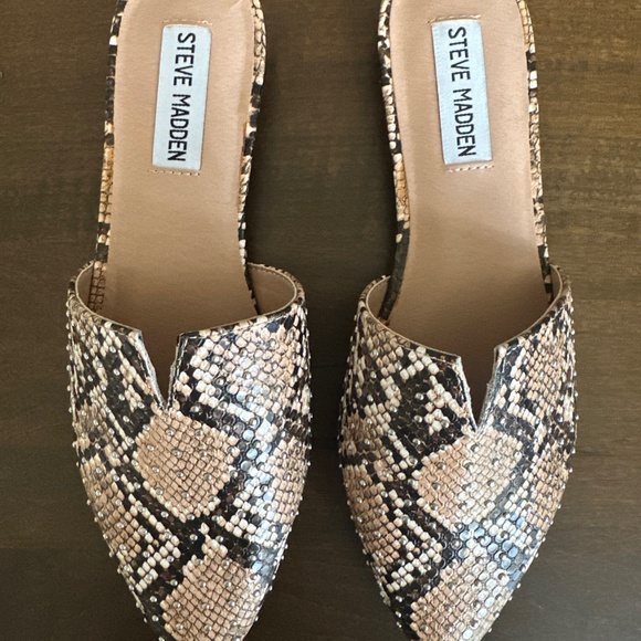 Steve Madden Ally Snakeskin Studded Mules Shoes Slip On Pointed Toe Sz 7 NEW - Picture 2 of 6